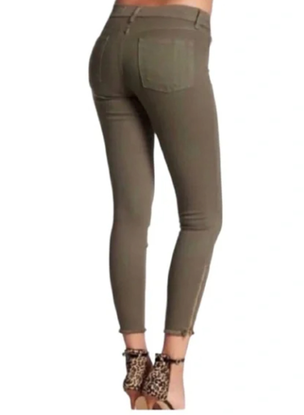 Pistola Jeans Denim Skinny Women Caterina FrayedHem Olive 26